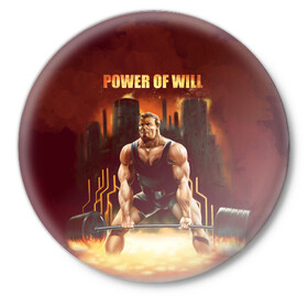 Значок с принтом Power of will ,  металл | круглая форма, металлическая застежка в виде булавки | power | powerlifting | sport | strength | weightlifting | бодибилдинг | качок | пауэрлифтинг | сила | спорт