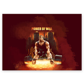 Поздравительная открытка с принтом Power of will , 100% бумага | плотность бумаги 280 г/м2, матовая, на обратной стороне линовка и место для марки
 | Тематика изображения на принте: power | powerlifting | sport | strength | weightlifting | бодибилдинг | качок | пауэрлифтинг | сила | спорт