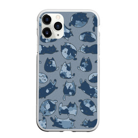 Чехол для iPhone 11 Pro Max матовый с принтом Камуфляж с котиками (серо-голубой) , Силикон |  | Тематика изображения на принте: cat | cats | армия | военный | воин | герой | день защитника | день защитника отечества | десант | защитник | капитан | котики | коты | котэ | котята | кошки | мальчишник | мужчинам | омон | охота | охранник
