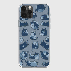 Чехол для iPhone 12 Pro Max с принтом Камуфляж с котиками (серо-голубой) , Силикон |  | cat | cats | армия | военный | воин | герой | день защитника | день защитника отечества | десант | защитник | капитан | котики | коты | котэ | котята | кошки | мальчишник | мужчинам | омон | охота | охранник