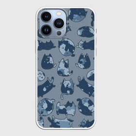 Чехол для iPhone 13 Pro Max с принтом Камуфляж с котиками (серо голубой) ,  |  | cat | cats | армия | военный | воин | герой | день защитника | день защитника отечества | десант | защитник | капитан | котики | коты | котэ | котята | кошки | мальчишник | мужчинам | омон | охота | охранник