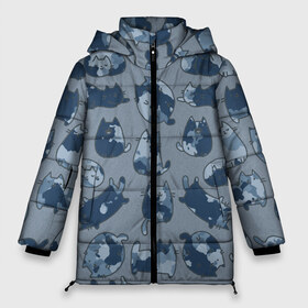 Женская зимняя куртка 3D с принтом Камуфляж с котиками (серо-голубой) , верх — 100% полиэстер; подкладка — 100% полиэстер; утеплитель — 100% полиэстер | длина ниже бедра, силуэт Оверсайз. Есть воротник-стойка, отстегивающийся капюшон и ветрозащитная планка. 

Боковые карманы с листочкой на кнопках и внутренний карман на молнии | cat | cats | армия | военный | воин | герой | день защитника | день защитника отечества | десант | защитник | капитан | котики | коты | котэ | котята | кошки | мальчишник | мужчинам | омон | охота | охранник