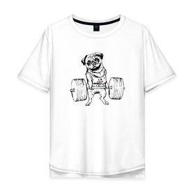 Мужская футболка хлопок Oversize с принтом Мопс пауэрлифтер , 100% хлопок | свободный крой, круглый ворот, “спинка” длиннее передней части | power | powerlifting | sport | strength | weightlifting | бодибилдинг | качок | пауэрлифтинг | сила | спорт