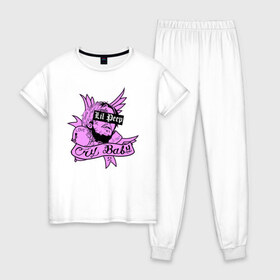 Женская пижама хлопок с принтом LIL PEEP , 100% хлопок | брюки и футболка прямого кроя, без карманов, на брюках мягкая резинка на поясе и по низу штанин | lil peep | lil prince | pink | зарубежная музыка | лил пип | маленький принц