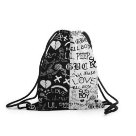Рюкзак-мешок 3D с принтом LIL PEEP LOGOBOMBING , 100% полиэстер | плотность ткани — 200 г/м2, размер — 35 х 45 см; лямки — толстые шнурки, застежка на шнуровке, без карманов и подкладки | lil peep | lil prince | pink | зарубежная музыка | лил пип | маленький принц