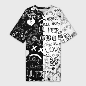 Платье-футболка 3D с принтом LIL PEEP LOGOBOMBING | ЛИЛ ПИП ,  |  | lil peep | lil prince | pink | зарубежная музыка | лил пип | маленький принц
