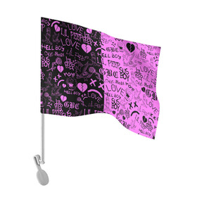 Флаг для автомобиля с принтом LIL PEEP LOGOBOMBING BLACK PINK , 100% полиэстер | Размер: 30*21 см | lil peep | lil prince | pink | зарубежная музыка | лил пип | маленький принц