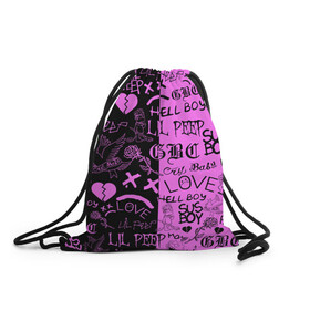 Рюкзак-мешок 3D с принтом LIL PEEP LOGOBOMBING BLACK PINK , 100% полиэстер | плотность ткани — 200 г/м2, размер — 35 х 45 см; лямки — толстые шнурки, застежка на шнуровке, без карманов и подкладки | lil peep | lil prince | pink | зарубежная музыка | лил пип | маленький принц