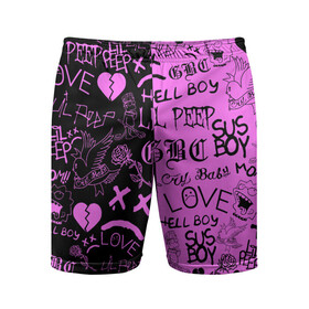 Мужские шорты спортивные с принтом LIL PEEP LOGOBOMBING BLACK PINK ,  |  | Тематика изображения на принте: lil peep | lil prince | pink | зарубежная музыка | лил пип | маленький принц