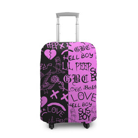 Чехол для чемодана 3D с принтом LIL PEEP LOGOBOMBING BLACK PINK , 86% полиэфир, 14% спандекс | двустороннее нанесение принта, прорези для ручек и колес | lil peep | lil prince | pink | зарубежная музыка | лил пип | маленький принц