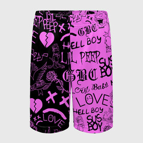 Детские спортивные шорты 3D с принтом LIL PEEP LOGOBOMBING BLACK PINK ,  100% полиэстер
 | пояс оформлен широкой мягкой резинкой, ткань тянется
 | Тематика изображения на принте: lil peep | lil prince | pink | зарубежная музыка | лил пип | маленький принц