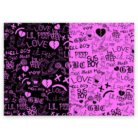 Поздравительная открытка с принтом LIL PEEP LOGOBOMBING BLACK PINK , 100% бумага | плотность бумаги 280 г/м2, матовая, на обратной стороне линовка и место для марки
 | lil peep | lil prince | pink | зарубежная музыка | лил пип | маленький принц