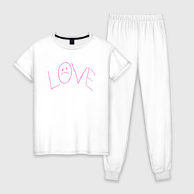 Женская пижама хлопок с принтом LIL PEEP , 100% хлопок | брюки и футболка прямого кроя, без карманов, на брюках мягкая резинка на поясе и по низу штанин | lil peep | lil prince | love | pink | зарубежная музыка | лил пип | маленький принц