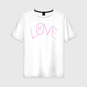 Женская футболка хлопок Oversize с принтом LIL PEEP , 100% хлопок | свободный крой, круглый ворот, спущенный рукав, длина до линии бедер
 | lil peep | lil prince | love | pink | зарубежная музыка | лил пип | маленький принц