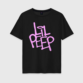 Женская футболка хлопок Oversize с принтом LIL PEEP , 100% хлопок | свободный крой, круглый ворот, спущенный рукав, длина до линии бедер
 | lil peep | lil prince | pink | зарубежная музыка | лил пип | маленький принц