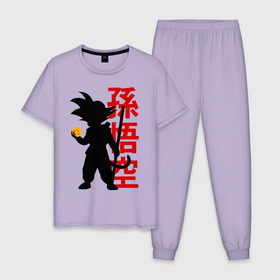 Мужская пижама хлопок с принтом Dragon Ball Goku , 100% хлопок | брюки и футболка прямого кроя, без карманов, на брюках мягкая резинка на поясе и по низу штанин
 | 