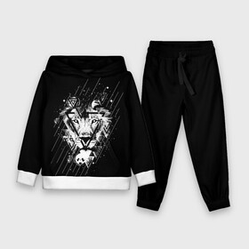 Детский костюм 3D (с толстовкой) с принтом Лев ,  |  | leon | геометрия | женская толстовка | женская футболка со львом | животные | лев | мужская футболка со львом | треугольники | черная толстовка | черная футболка