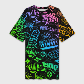 Платье-футболка 3D с принтом BILLIE EILISH | БИЛЛИ АЙЛИШ (Z) ,  |  | be | billie | billie eilish | blohsh | ghoul | билли | билли айлиш