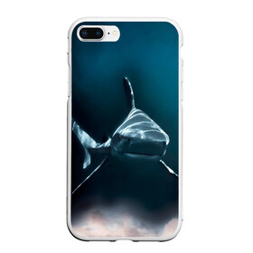 Чехол для iPhone 7Plus/8 Plus матовый с принтом акула , Силикон | Область печати: задняя сторона чехла, без боковых панелей | Тематика изображения на принте: fish | sea | shark | акула | водоросли | майки с морем | майки с прикольными рыбками | майки с рыбками | море | морская рыба | морские картинки | морские фото | прикольные рыбки | рыба | рыбка | хищная рыба