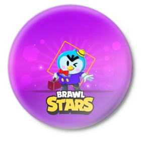 Значок с принтом Brawl Stars. Mr. P ,  металл | круглая форма, металлическая застежка в виде булавки | bo | brawl | brock | bull | colt | dynamike | elprimo | jessie | leon | moba | nita | shelly | stars | бо | брок | булл | джесси | динамайк | кольт | леон | нита | шелли | эльпримо