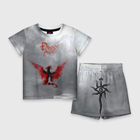 Детский костюм с шортами 3D с принтом Dragon Age ,  |  | dragon age | дракон | дрегон эйдж | игра | серый страж
