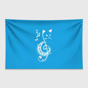 Флаг-баннер с принтом Котик Музыкальный , 100% полиэстер | размер 67 х 109 см, плотность ткани — 95 г/м2; по краям флага есть четыре люверса для крепления | 