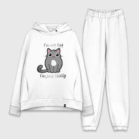 Женский костюм хлопок Oversize с принтом Я не толстый, я пушистый ,  |  | animal | cat | cute | kitty | meow | друг | животные | киска | китти | кот | котенок | котик | кошечка | кошка | лев | леопард | милый | мур | мяу | пантера | питомец | рысь | тигр | улыбка