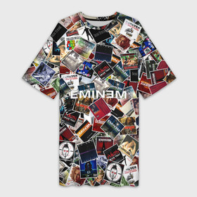 Платье-футболка 3D с принтом Дискография EMINEM ,  |  | discography | rap | альбом | обложка | паттрен | рэп | рэпер | эминем