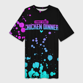 Платье-футболка 3D с принтом Chicken Dinner ,  |  | Тематика изображения на принте: asia | battle | chicken | dinner | duo | epic | guide | lucky | map | miramar | mobile | mortal | pro | royale | solo | winner | битва | лут | пабг | пубг | стрим | топ