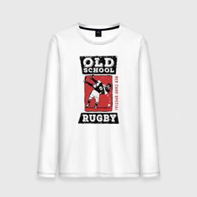 Мужской лонгслив хлопок с принтом Old School Rugby , 100% хлопок |  | Тематика изображения на принте: rugby | регби | спорт | футбол