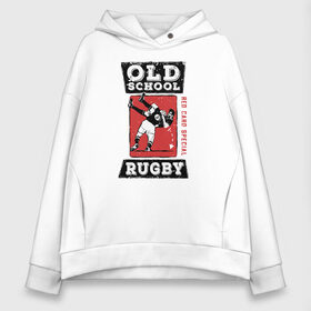 Женское худи Oversize хлопок с принтом Old School Rugby , френч-терри — 70% хлопок, 30% полиэстер. Мягкий теплый начес внутри —100% хлопок | боковые карманы, эластичные манжеты и нижняя кромка, капюшон на магнитной кнопке | Тематика изображения на принте: rugby | регби | спорт | футбол