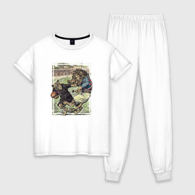 Женская пижама хлопок с принтом English Rugby , 100% хлопок | брюки и футболка прямого кроя, без карманов, на брюках мягкая резинка на поясе и по низу штанин | rugby | регби | спорт | футбол