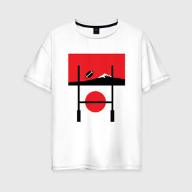 Женская футболка хлопок Oversize с принтом Регби Япония 2019 , 100% хлопок | свободный крой, круглый ворот, спущенный рукав, длина до линии бедер
 | rugby | регби | спорт | футбол