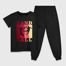 Детская пижама хлопок с принтом Handball , 100% хлопок |  брюки и футболка прямого кроя, без карманов, на брюках мягкая резинка на поясе и по низу штанин
 | hand ball | handball | play | игра | игра в ганбол | игра с мячом | мяч | руки | футбол