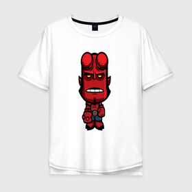 Мужская футболка хлопок Oversize с принтом Хеллбой , 100% хлопок | свободный крой, круглый ворот, “спинка” длиннее передней части | ад | арт | демон | дьявол | комиксы | рисунок | стикер | хеллбой | человечки | чёрт