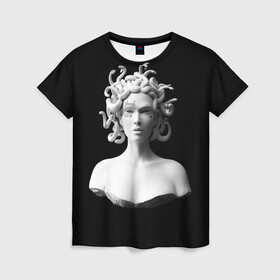 Женская футболка 3D с принтом Горгона с татуировками , 100% полиэфир ( синтетическое хлопкоподобное полотно) | прямой крой, круглый вырез горловины, длина до линии бедер | античность | горгона | леди | медуза | скульптура | татуировки | фрик