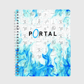 Тетрадь с принтом PORTAL , 100% бумага | 48 листов, плотность листов — 60 г/м2, плотность картонной обложки — 250 г/м2. Листы скреплены сбоку удобной пружинной спиралью. Уголки страниц и обложки скругленные. Цвет линий — светло-серый
 | Тематика изображения на принте: aperture laboratories | glados | portal | portal 2 | valve | гладос | портал | портал 2 | челл