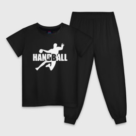 Детская пижама хлопок с принтом Гандболист , 100% хлопок |  брюки и футболка прямого кроя, без карманов, на брюках мягкая резинка на поясе и по низу штанин
 | hand ball | handball | play | игра | игра в ганбол | игра с мячом | мяч | руки | футбол