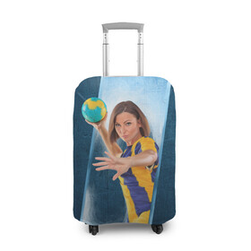 Чехол для чемодана 3D с принтом Гандболистка , 86% полиэфир, 14% спандекс | двустороннее нанесение принта, прорези для ручек и колес | hand ball | handball | play | игра | игра в ганбол | игра с мячом | мяч | руки | футбол