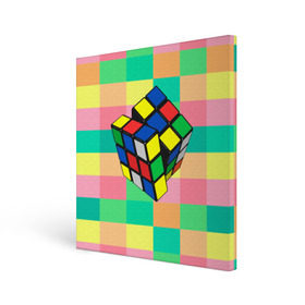 Холст квадратный с принтом Кубик Рубика , 100% ПВХ |  | Тематика изображения на принте: игра | интеллект | куб | кубик | рубик | ум