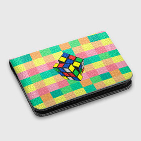 Картхолдер с принтом с принтом Кубик Рубика , натуральная матовая кожа | размер 7,3 х 10 см; кардхолдер имеет 4 кармана для карт; | Тематика изображения на принте: игра | интеллект | куб | кубик | рубик | ум