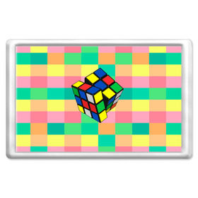 Магнит 45*70 с принтом Кубик Рубика , Пластик | Размер: 78*52 мм; Размер печати: 70*45 | Тематика изображения на принте: игра | интеллект | куб | кубик | рубик | ум