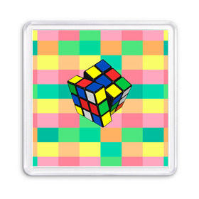 Магнит 55*55 с принтом Кубик Рубика , Пластик | Размер: 65*65 мм; Размер печати: 55*55 мм | Тематика изображения на принте: игра | интеллект | куб | кубик | рубик | ум
