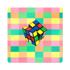 Магнит виниловый Квадрат с принтом Кубик Рубика , полимерный материал с магнитным слоем | размер 9*9 см, закругленные углы | Тематика изображения на принте: игра | интеллект | куб | кубик | рубик | ум