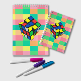 Блокнот с принтом Кубик Рубика , 100% бумага | 48 листов, плотность листов — 60 г/м2, плотность картонной обложки — 250 г/м2. Листы скреплены удобной пружинной спиралью. Цвет линий — светло-серый
 | игра | интеллект | куб | кубик | рубик | ум