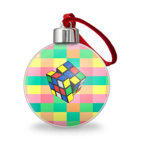 Ёлочный шар с принтом Кубик Рубика , Пластик | Диаметр: 77 мм | игра | интеллект | куб | кубик | рубик | ум