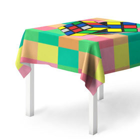 Скатерть 3D с принтом Кубик Рубика , 100% полиэстер (ткань не мнется и не растягивается) | Размер: 150*150 см | Тематика изображения на принте: игра | интеллект | куб | кубик | рубик | ум