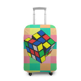 Чехол для чемодана 3D с принтом Кубик Рубика , 86% полиэфир, 14% спандекс | двустороннее нанесение принта, прорези для ручек и колес | игра | интеллект | куб | кубик | рубик | ум