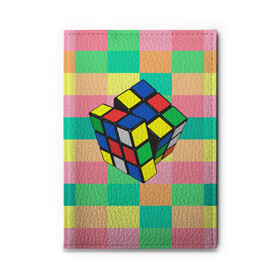 Обложка для автодокументов с принтом Кубик Рубика , натуральная кожа |  размер 19,9*13 см; внутри 4 больших “конверта” для документов и один маленький отдел — туда идеально встанут права | Тематика изображения на принте: игра | интеллект | куб | кубик | рубик | ум