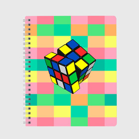 Тетрадь с принтом Кубик Рубика , 100% бумага | 48 листов, плотность листов — 60 г/м2, плотность картонной обложки — 250 г/м2. Листы скреплены сбоку удобной пружинной спиралью. Уголки страниц и обложки скругленные. Цвет линий — светло-серый
 | игра | интеллект | куб | кубик | рубик | ум